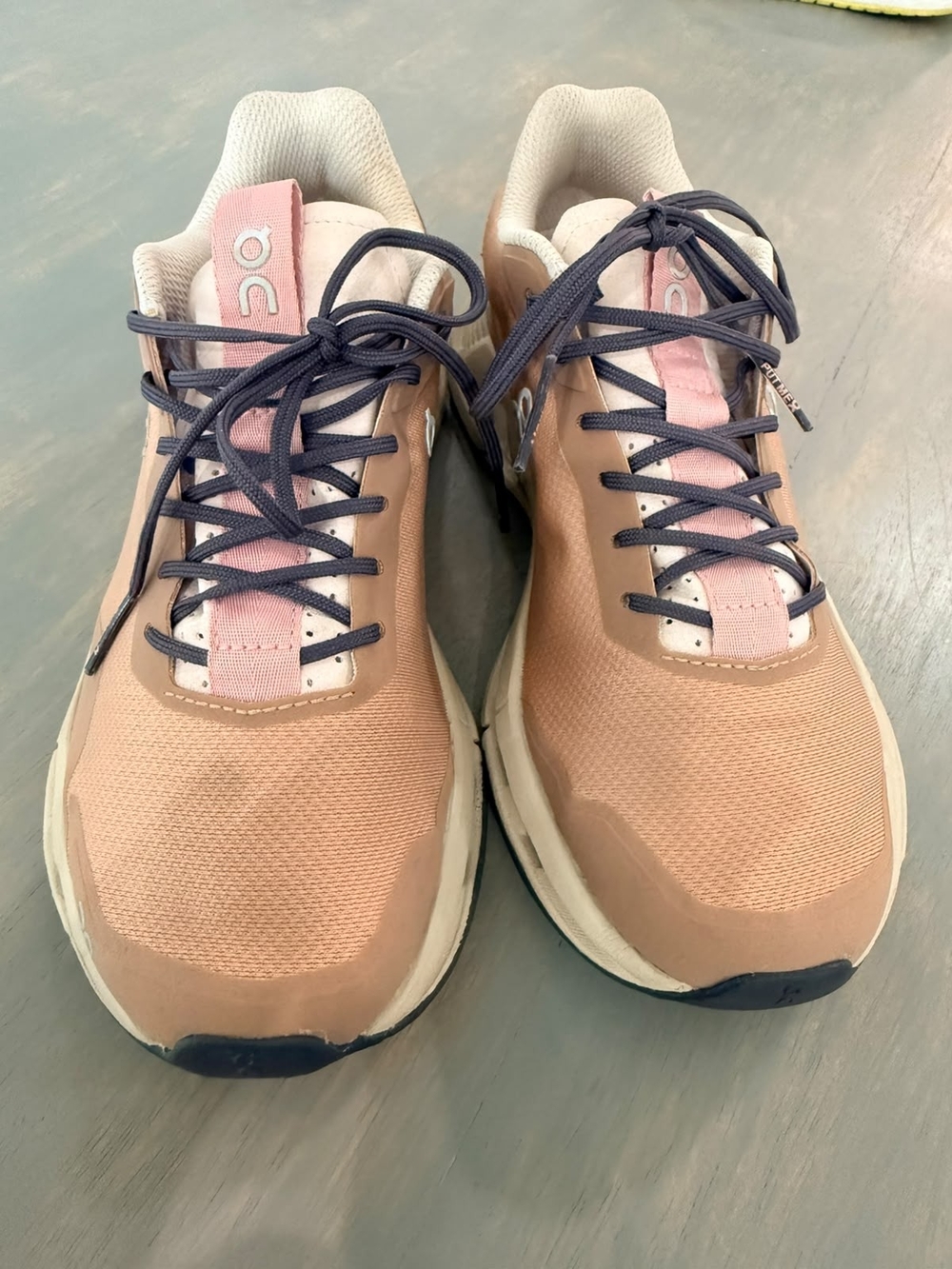 On Running Women's Pink and Tan Low-Profile Running Sneakers